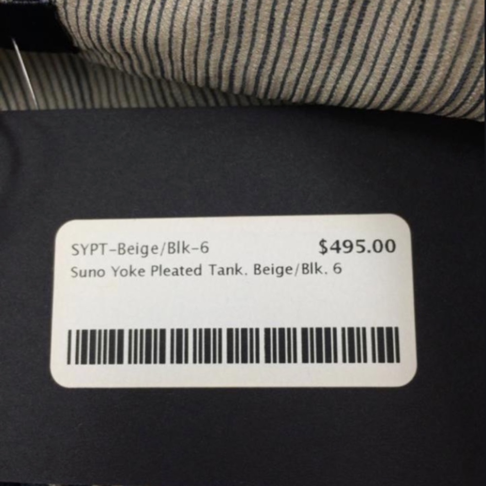 SUNO Yoke Pleated Striped Tank Blouse - Picture 5 of 6